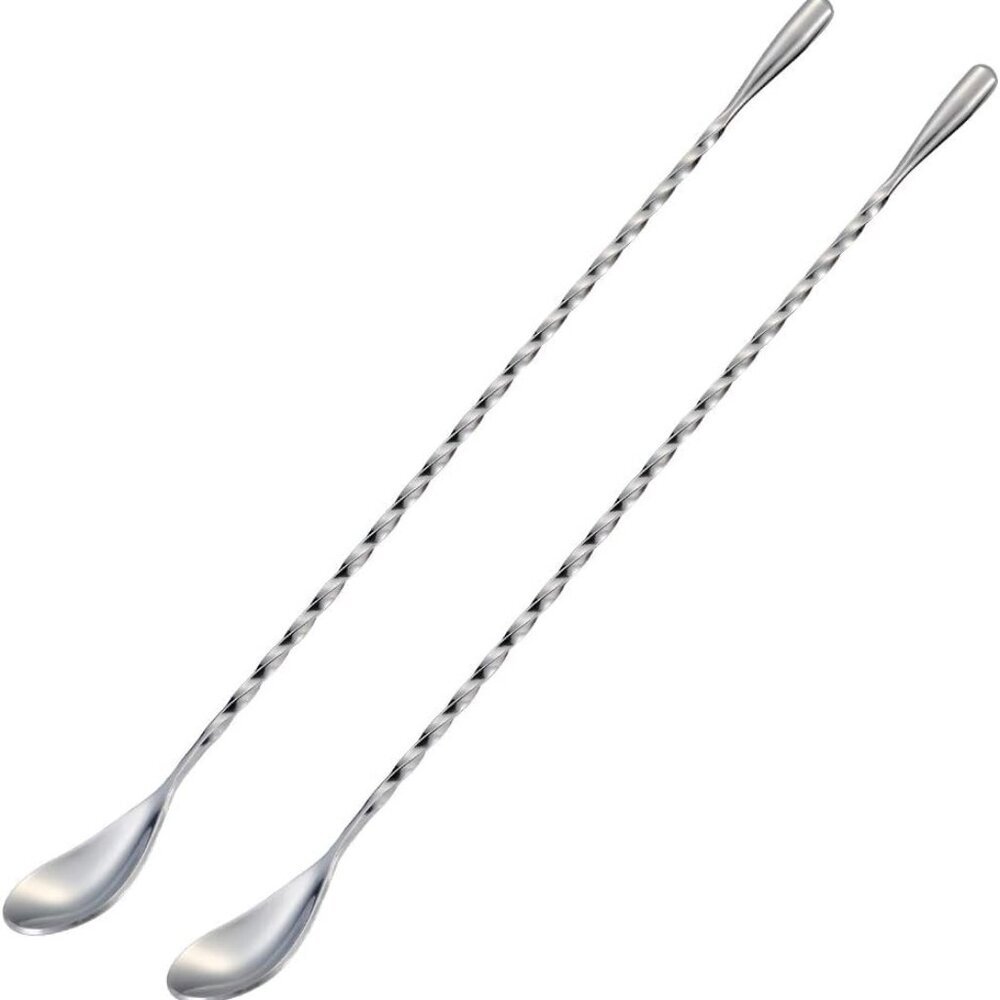 Bar Spoon Cocktail Mixing Stirrers for Drink, Stainless Steel 12 Inches Long Han